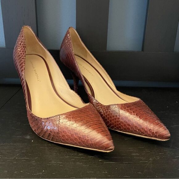 Loeffler Randall Brown Red Snakeskin Pointed Toe 3 Inch Heels Women’s Size 9.5 - Picture 1 of 7